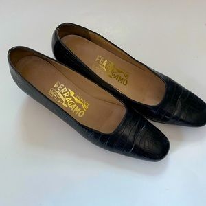 Black Ferragamo pumps